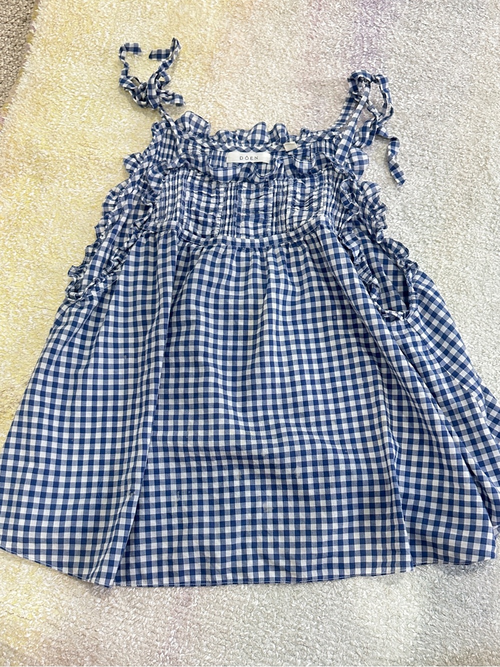 Doen Fleurette top in Blue Gingham - small - Picture 2 of 6